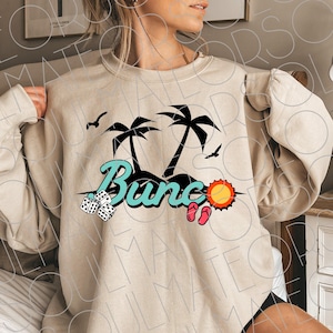 Bunco PNG File Digital Download Beach Bunco Printable PNG Retro Florida Bunco Dice PNG, Island Bunco Ladies Shirt Design Png For Game Night