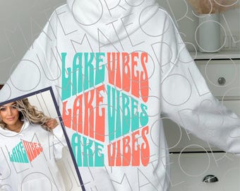Lake Vibes SVG PNG Bundle | Pocket & Back Design | Retro Beachy Summer Lake Shirt Digital Download Sublimation Designs For Lake Life Day