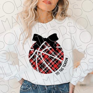 Basketball SVG, Christmas Basketball PNG, Plaid Retro Sports Png, Coquette Xmas Holiday Game day Tis The Season SVG Sublimation Designs