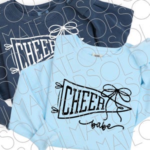 Cheer Babe SVG PNG, Retro Pennant with Bow for Cricut, Cheer Shirt Design for Girls, Game Day Babe Graphic, Cute Cheer Sublimation