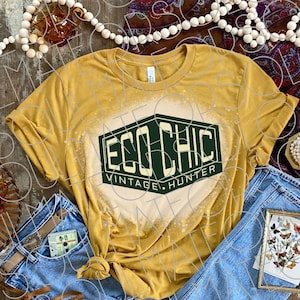 Eco Chic PNG, Vintage Hunter Thrift Shirt Design, Minimalist Sustainable Style Sublimation for Thrifters and Secondhand Lovers