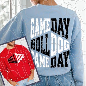 Bulldog SVG, Bulldog PNG, Game Day Svg, Game Day Png,  Retro Sports Front  Back Football Shirt Png, Black And White Gameday Vibes Download
