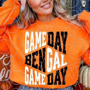 Bengal SVG, Bengal PNG, Game Day Svg, Game Day Png,  Retro Sports Front  Back Football Shirt Png, Black And White Gameday Vibes Download