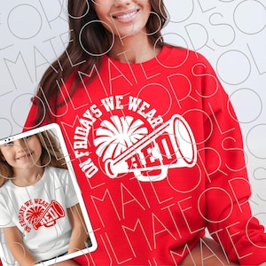 On Fridays We Wear Red SVG PNG, Back to School Spirt Wear Sublimation Designs, Game Day Png Bundle for Retro Sports Pep Rally Cheer Clipart