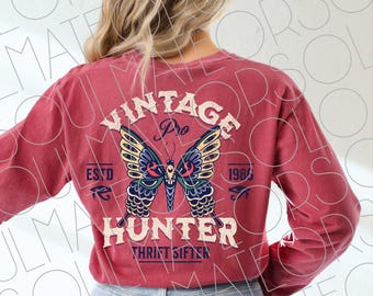 Antiquing PNG, Vintage Hunter Thrifter Shirt Design For Junkers And Pickers, Distressed Digital Download