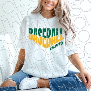 Baseball Mom SVG, Baseball Mom PNG, Green Gold Retro Sports Game Day Baseball Sublimation Shirt Png,Instant Digital Download Clipart for Mom