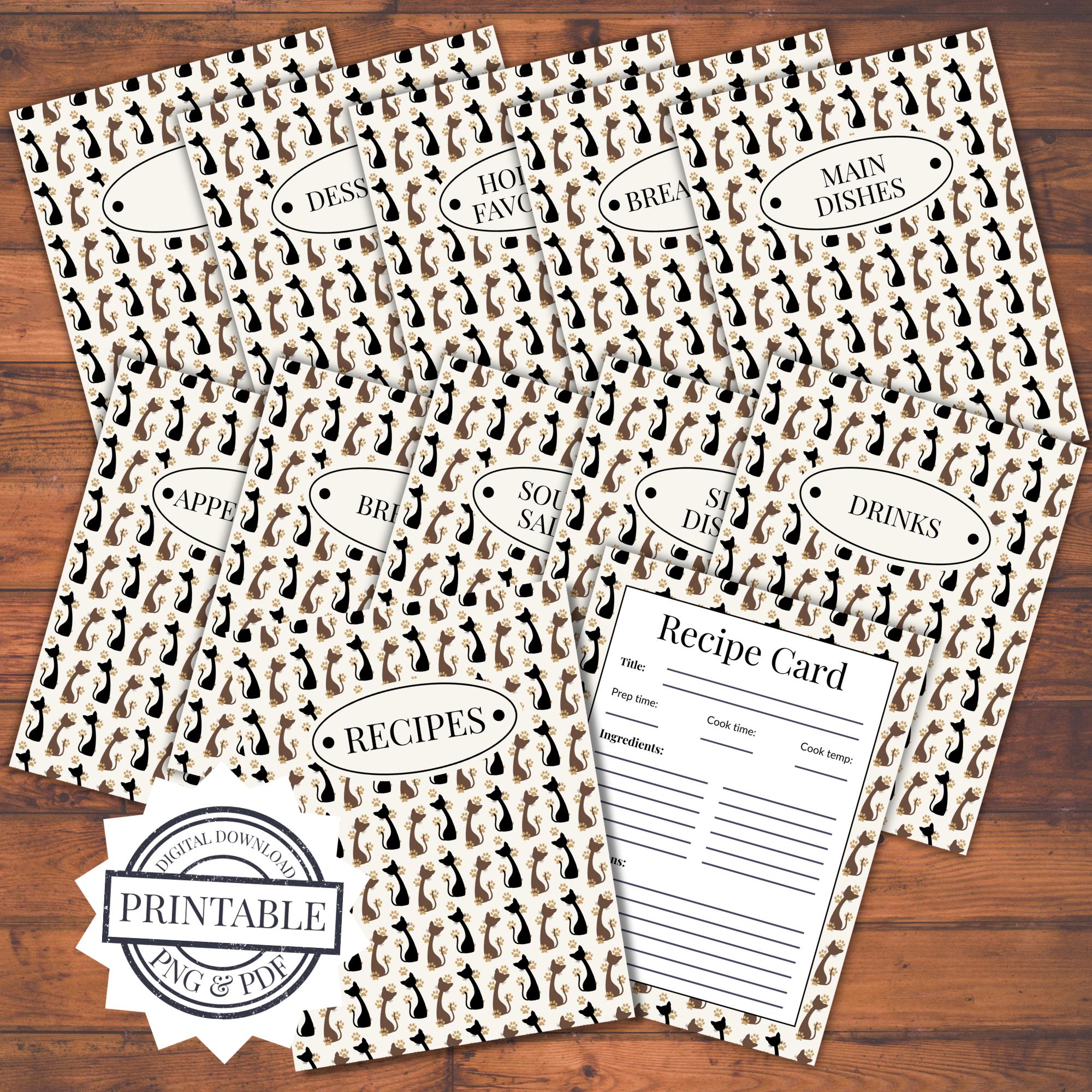 Recipe Binder Kit Printable Cookbook Cover, Recipe Page, & Divider Set ...