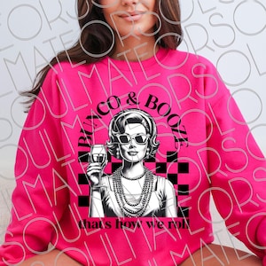 Bunco PNG File Digital Download, Bunco & Booze Printable For Women Who Play Bunco, Retro Dice PNG, Bunco Ladies Shirt Design For Game Night