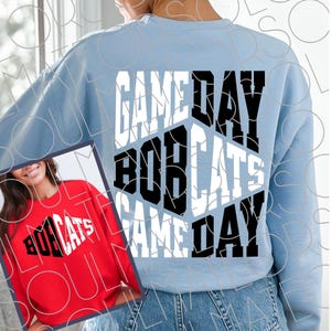 Bobcats SVG, Bobcats PNG, Game Day Svg, Game Day Png,  Retro Sports Front Back Football Shirt Png, Black And White Gameday Vibes Download