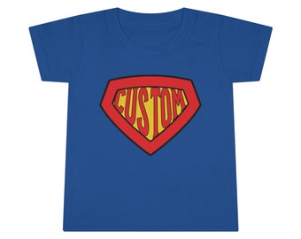 Custom Superhero Toddlers T-shirt, Personalized Super Hero Boy Name Shirt, Birthday Girl Name Or Word Tee, Gildan 64000p