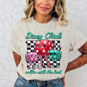 Bunco PNG File Digital Download Checkered Bunco Printable PNG Retro Bunco Dice PNG, Bunco Ladies Shirt Design For Game Night, Dicey Chick