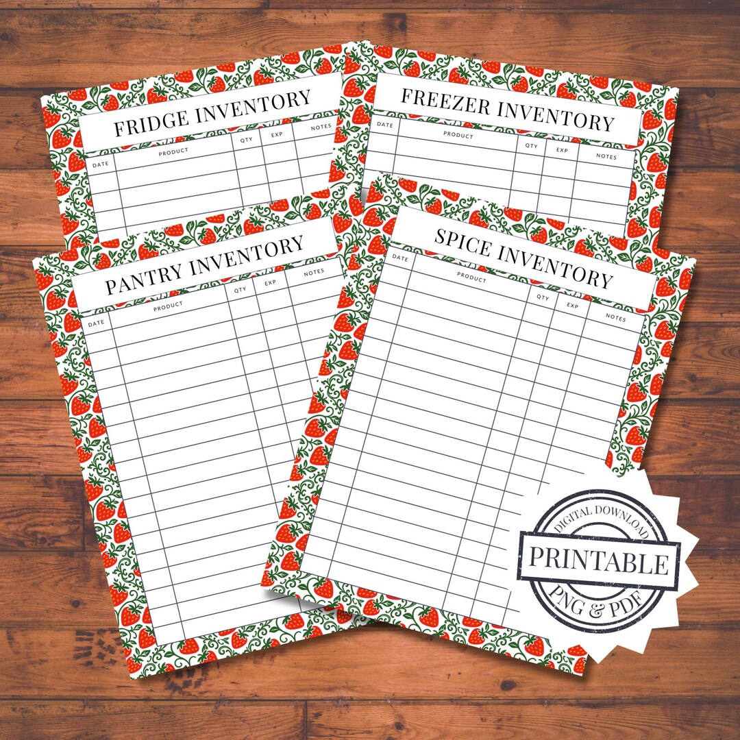 Kitchen Inventory Sheet.pdf Kitchen Inventory Printable Bundle PDF Pantry, Spice, Freezer & Fridge ...
