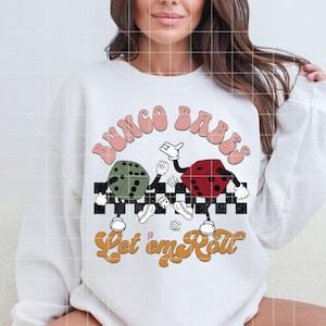 Bunco Babes PNG, Retro Groovy Ladies Shirt Design For Game Night