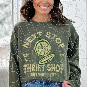 Retro Thrifting Png, Distressed Next Stop Thrift Shop Digital Download, Vintage Antiques Clipart, Thrift Shopper Png,