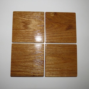 Hardwood Coasters - 4” - Set of 4 - Stained Red Oak (Summer Oak)