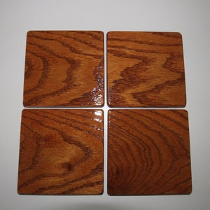 Hardwood Coasters - 4” - Set of 4 - Stained Red Oak (American Walnut)