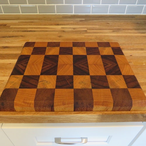 Guanacaste/Mimosa End Grain outlet Exotic Hardwood Butcher Block - 13.75” x 11” x 1.25”