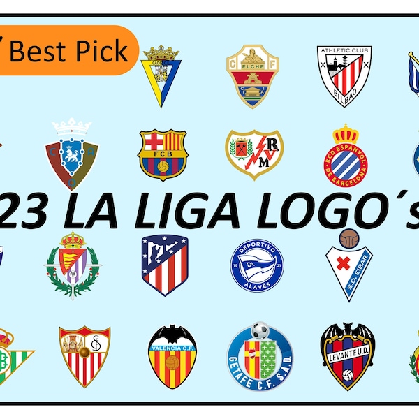 LA LIGA - 1st league Spain - football - club - football club - Atletico, Sevilla Valencia, Real Madrid svg & png digital download