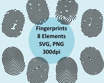 Fingerprint Clipart - 8 images - SVG & PNG - Thumbprint - instant download - digital, digital image