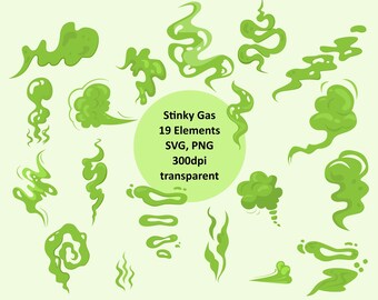 Smelly Smoke Clipart - SVG, PNG - Poison - Stink Cloud - Smelly Smoke - Toxic Gas - Corrosive - Smell - stinky - instant digital download