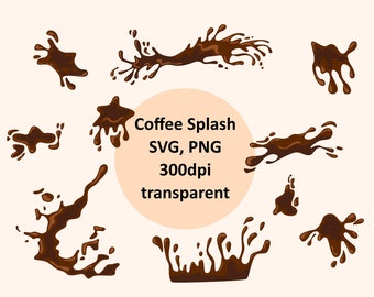 Coffee, Cocoa Splashes Clipart - 10 Elements - SVG, PNG - Hot Chocolate Spots - Brown, Brown Splashes - Splash - instant digital download