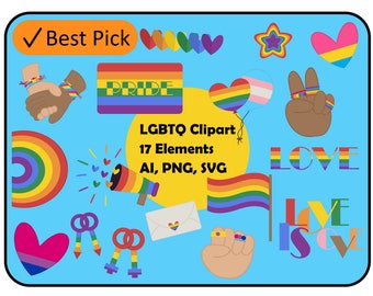 LGBTQ Clipart Bundle - 17 images - gay lesbian rainbow bi homo gender bisexual sex lgbt - ai,png,svg- digital download