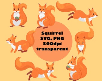 Squirrel Clipart - 7 images - animal - forest - nut - kids - wildlife - orange, brown - instant digital download