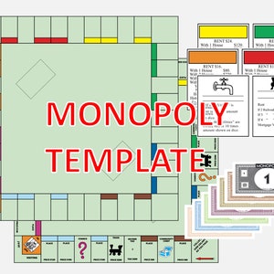 Modèle de jeu de société Monopoly vierge - Jeu de modèle de monopole personnalisé - Téléchargement numérique - Entièrement modifiable - pdf & Microsoft Publisher