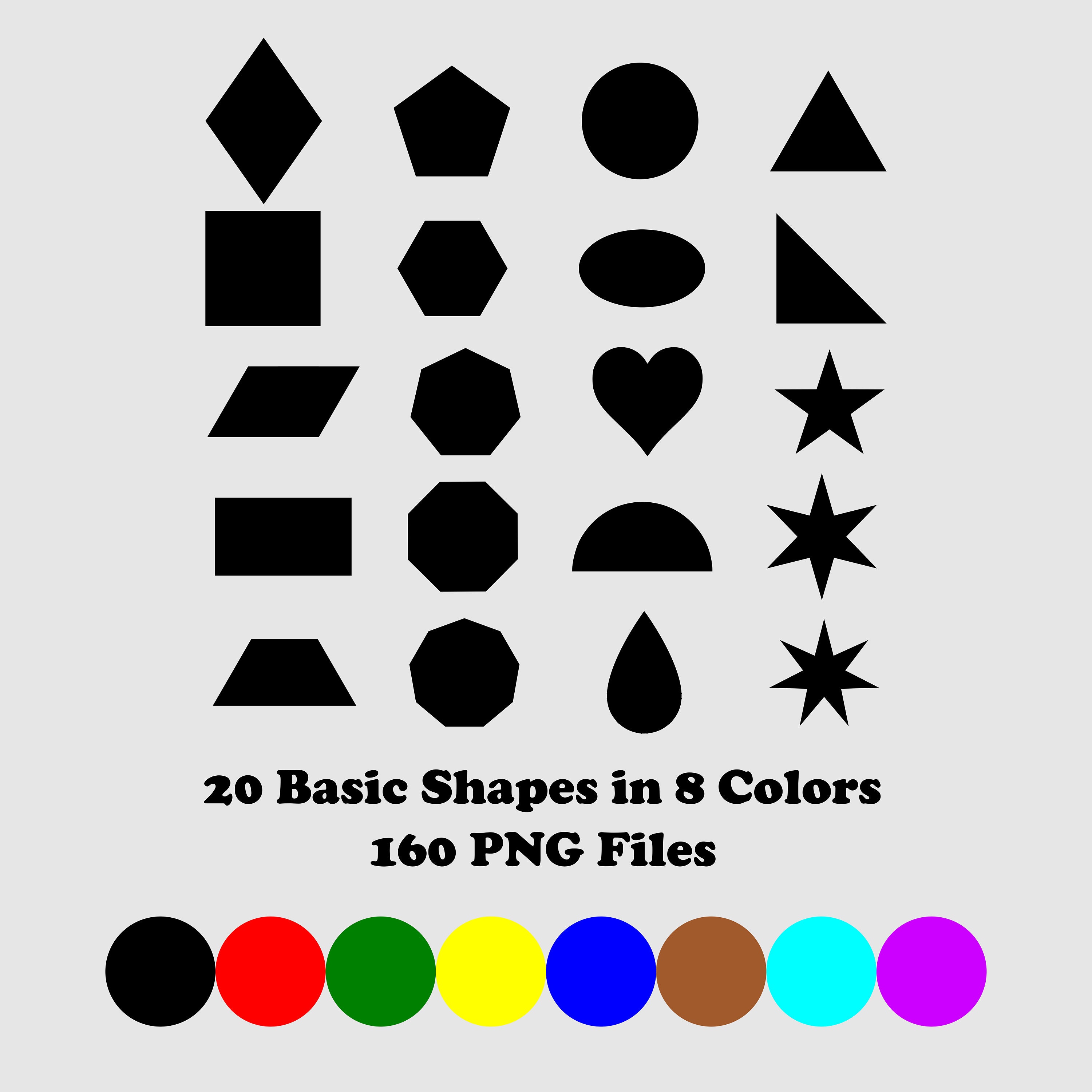Basic Shapes Clipart, PNG, Colors, 2D Vector Shapes, Square, Triangle ...