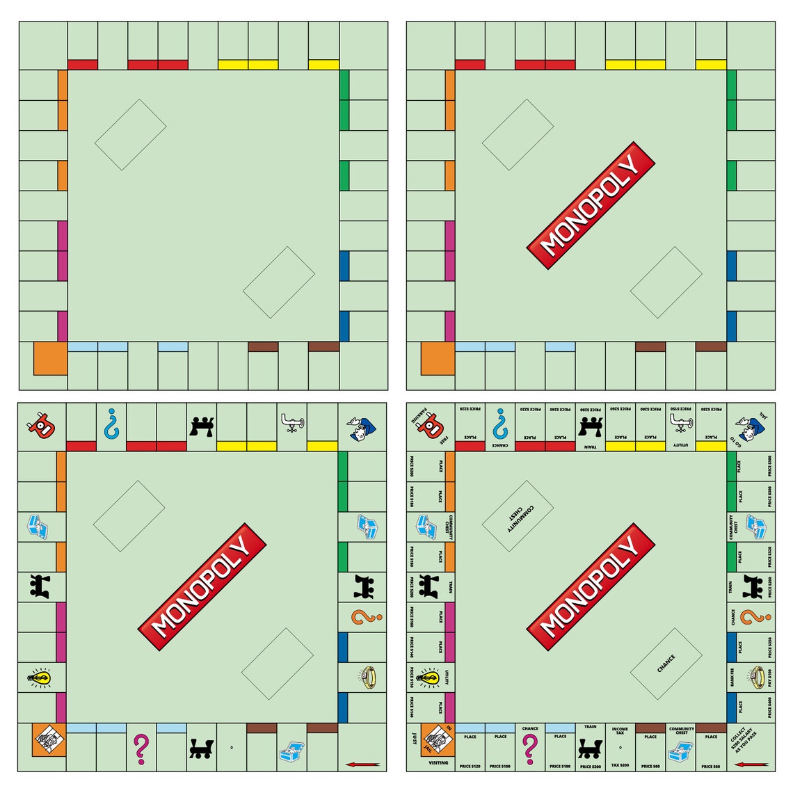Blank Monopoly Board Game Template Custom Monopoly Template Etsy UK Blank Monopoly Board Game Template Custom Monopoly Template Etsy UK