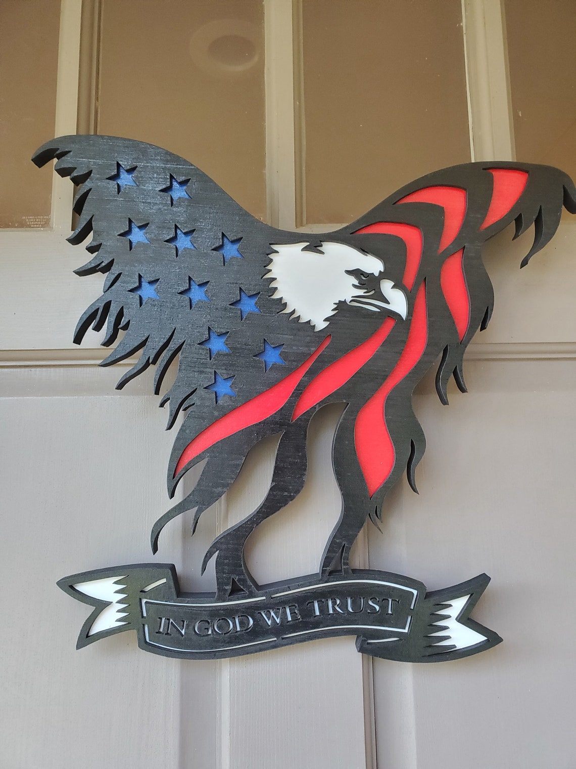 Águila patriótica rojo blanco & azul arte de pared de madera | Etsy