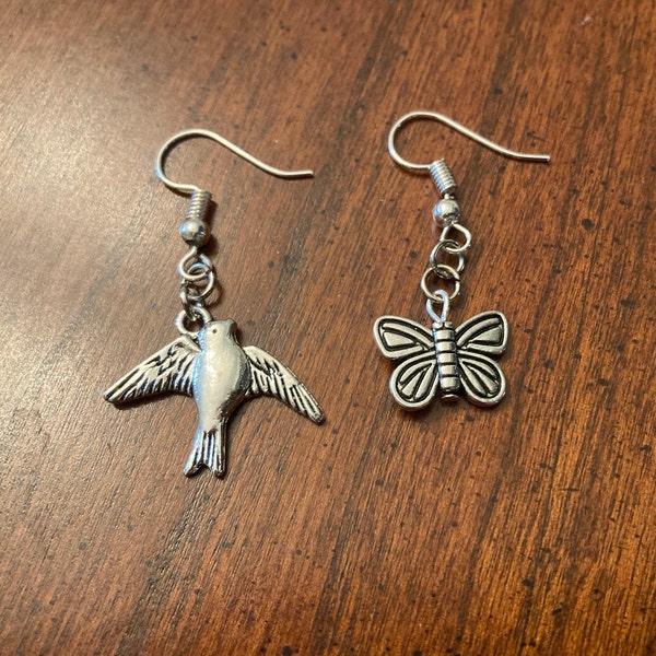 Crow and Butterfly Earrings - Shinedown inspired