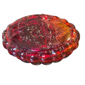 Ingrid Cristal Portagioie Bohemien fatto a mano con uccelli rossi - Interessante effetto fosforescente UV