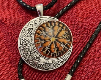 Vegvisir-Viking compass on leather cord