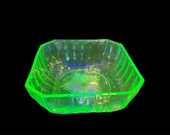 Uranium Glass Octagonal Bowl