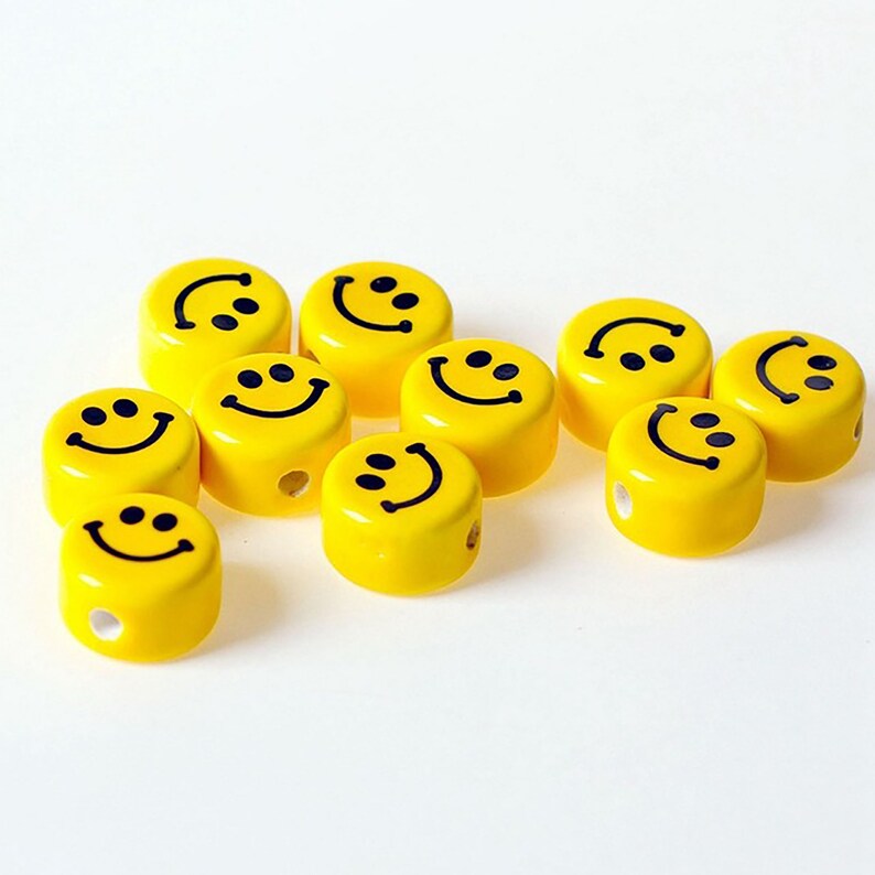 Hole 3MM 16MM Smiley Face Expression Ceramic Bead Bracelet Woven DIY Beaded,for Bracelet Necklace Earrings Jewelry Making,Handmade Gift
