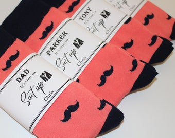 coral and navy mens socks