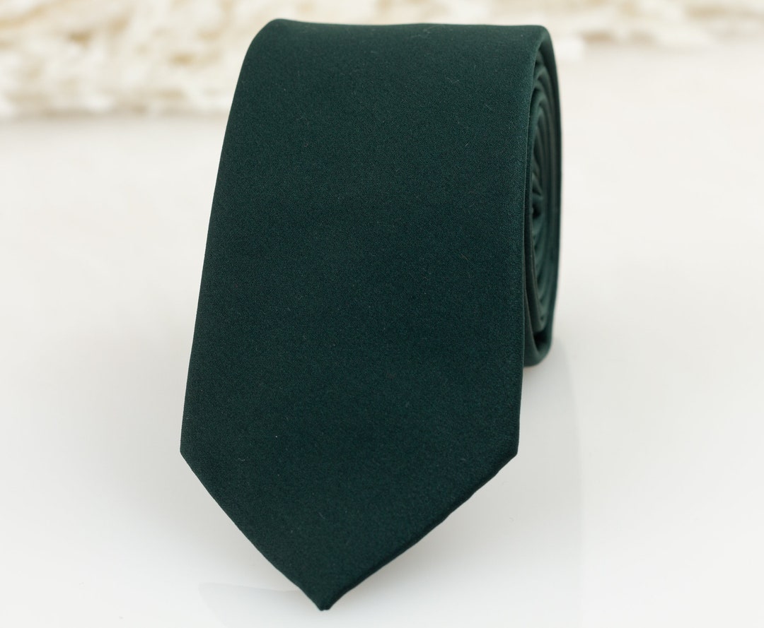 Hunter Green Satin Tie, Dark Green Tie, Emerald Green Wedding Tie