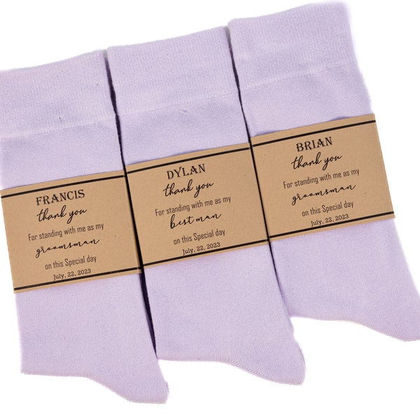 Groomsmen Lavender socks, Plain lilac color groomsmen socks, Personalized Groomsmen socks, Light purple wedding socks, Men socks lavender