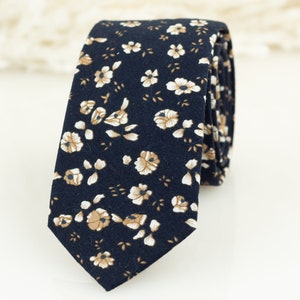 Navy, champaigne and light brown floral tie, wedding tie, skinny tie, Navy floral tie, Navy floral bow tie, Final Sale