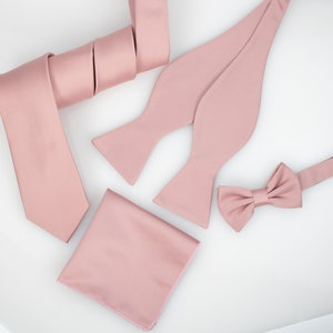 Dusty rose silk satin tie, Dusty rse tie, Groom wedding tie, Dusty rose wedding theme, Groomsmen tie image 3