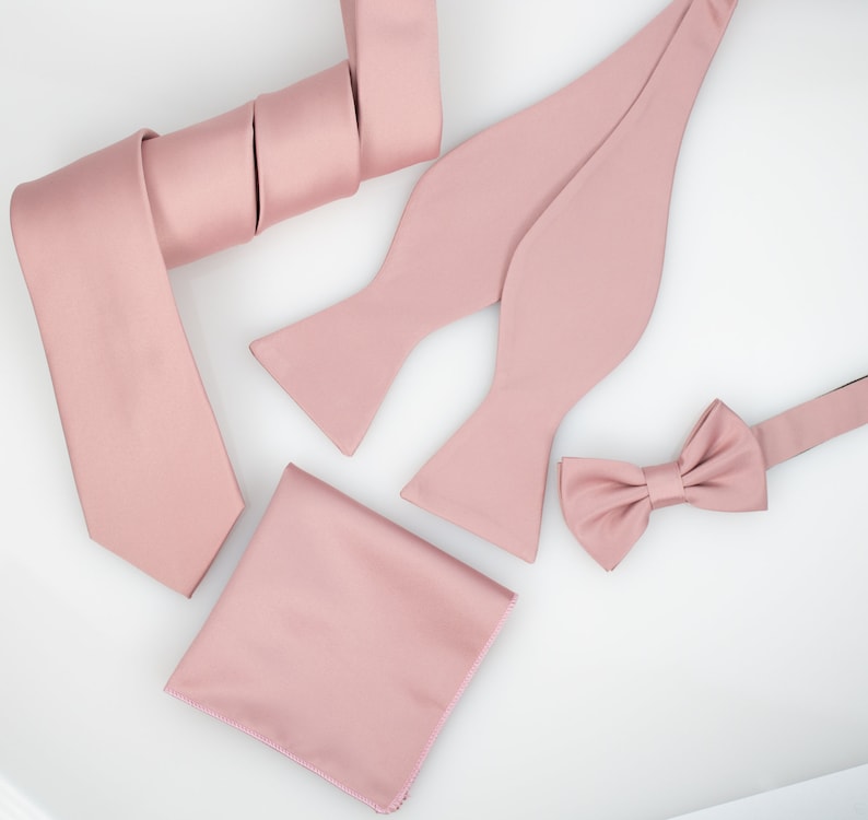 Dusty rose silk satin tie, Dusty rse tie, Groom wedding tie, Dusty rose wedding theme, Groomsmen tie image 3