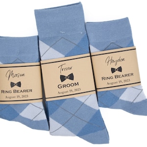 Dusty blue and Grey argyle socks, Groomsmen dusty blue socks, Adults and Kids dusty blue socks, Wedding socks, Azazie dusty blue kids socks image 1