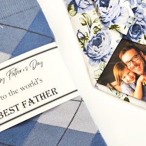 Personalized photo tie, Father&#39;s day gift, custom tie for dad, Socks and Tie gift for dad, photo tie, Fathers day photo tie, photo tie patch