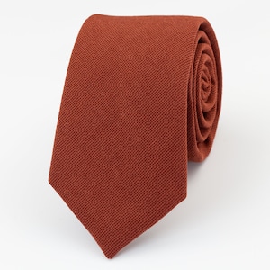 Sedona Rust wedding tie, Burnt orange solid tie, Groomsmen terracotta tie, Azazie cinnamon tie, Terracotta linen tie, Azazie rust tie