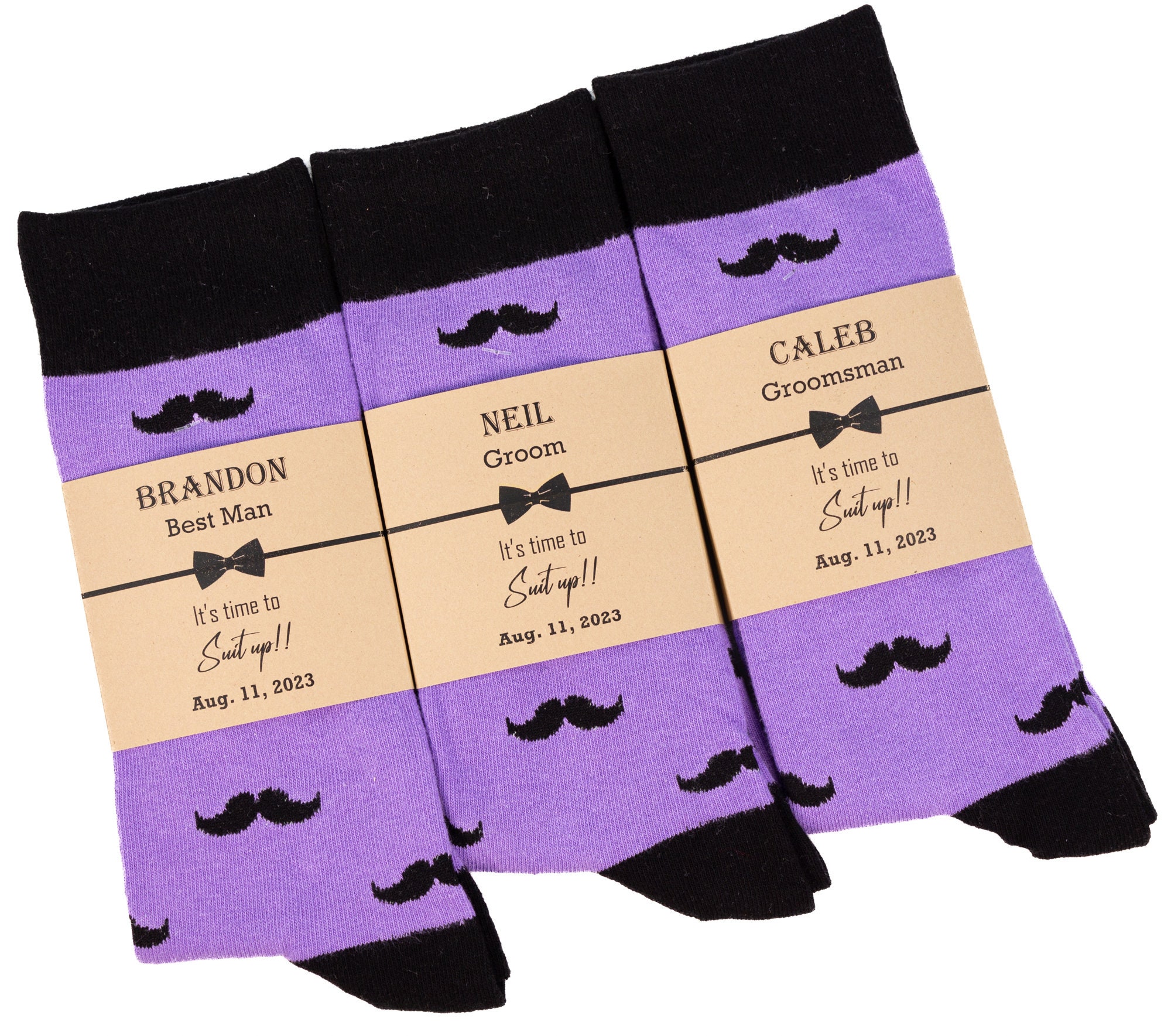 Purple and black mustache socks, Groomsmen purple socks, Dark purple socks, Groomsmen gift set socks, Groom wedding day purple socks