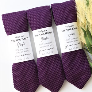 Groomsmen tie and socks, Socks Labels,  Personalized Groomsmen gift, Wedding tie, Plum tie, Plum socks, Personalized labels, Final Sale
