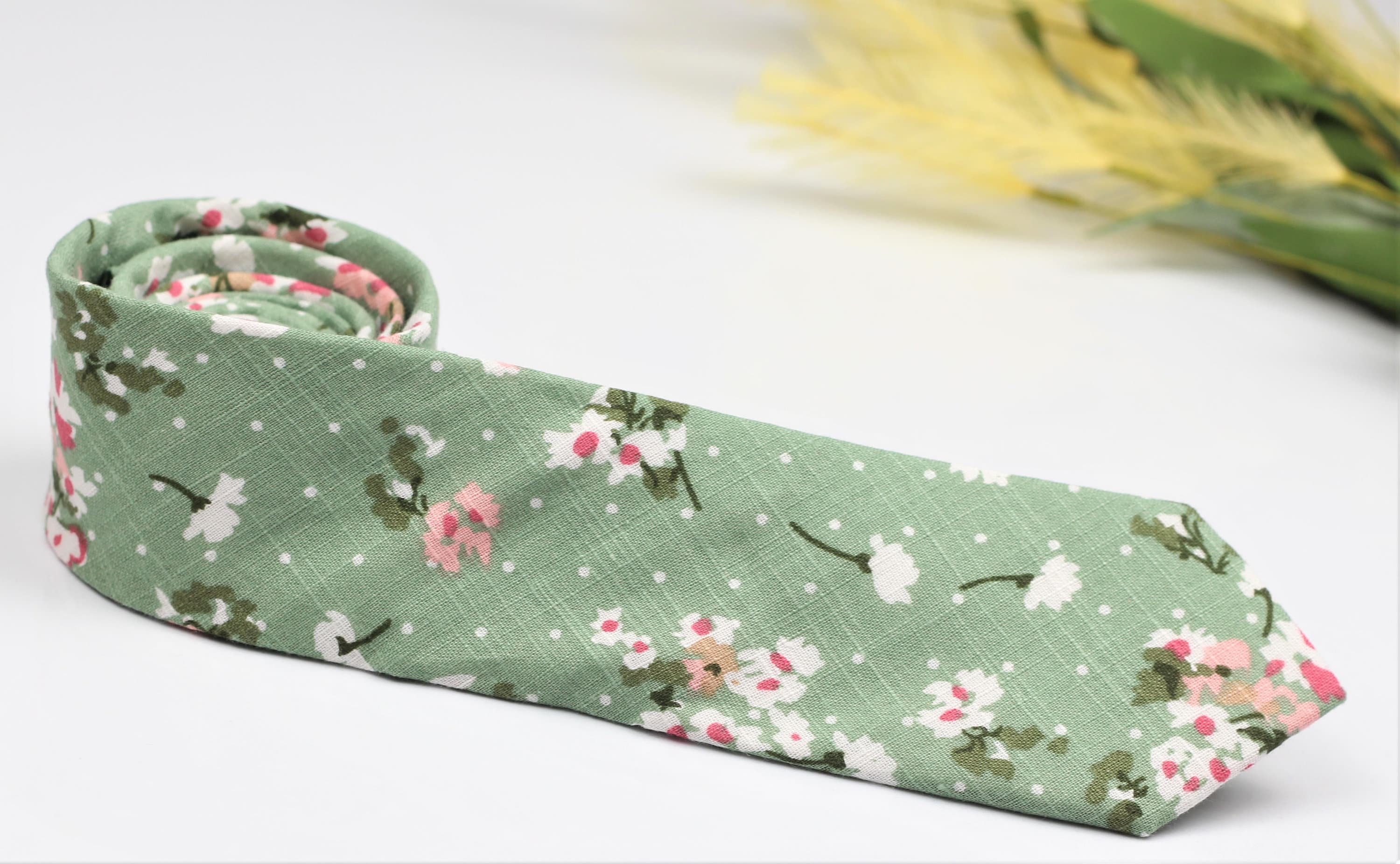 Dusty Light Sage Green Floral Tie Sage Floral Tie Light Etsy
