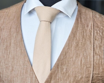Khaki tie, Groomsmen champagne tie, beige solid tie, Neutral color tie, boho wedding tie, Champagne gold tie, Tan color solid tie