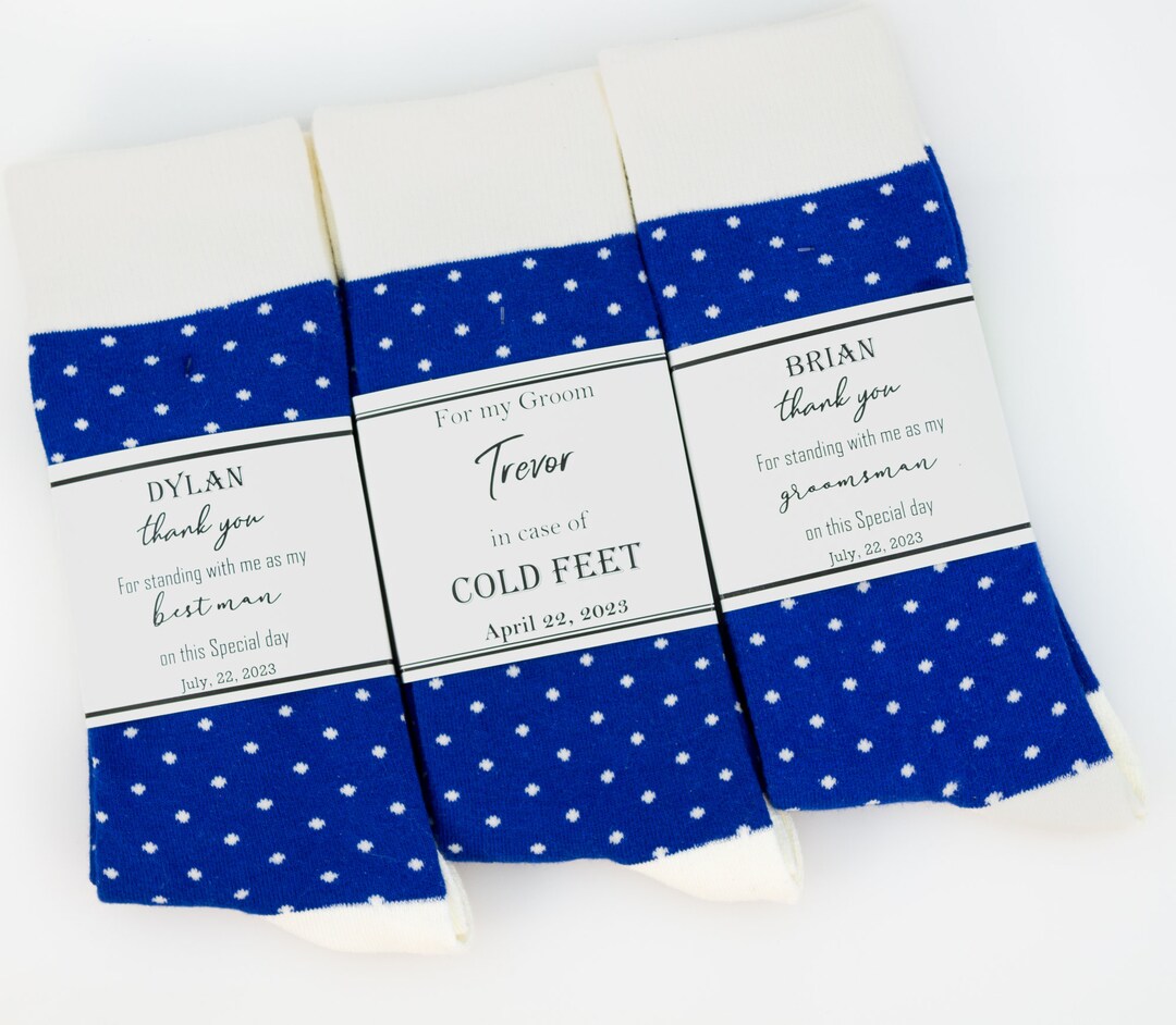 Groomsmen Royal Blue Socks, Deep Blue and Cream Socks, Men Blue Dress